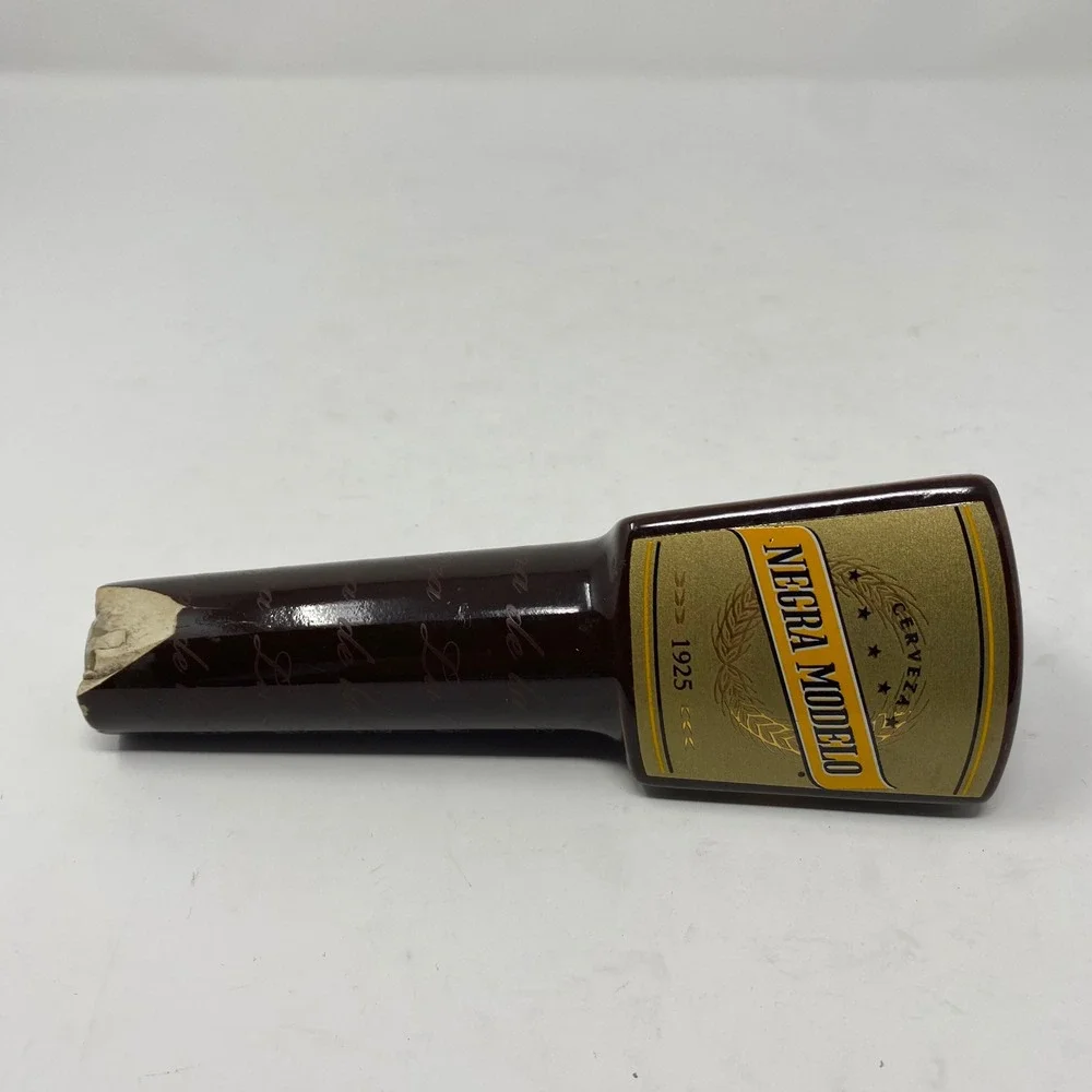 Negra Modelo Beer Tap Handle Brown Ceramic Triangular Bar Decor 1925 Logo